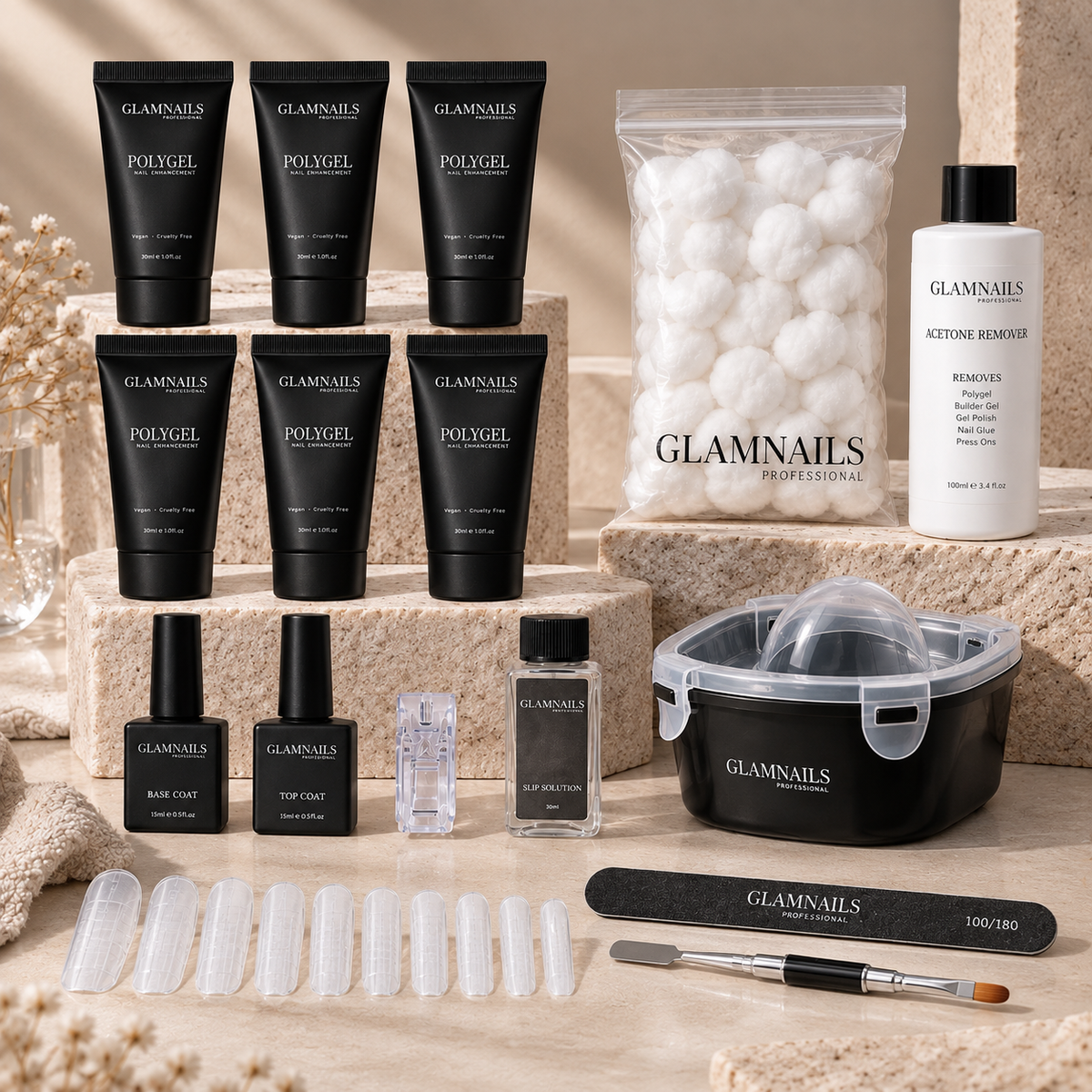 Polygel Starterset | 3+3 Gratis Kleuren Glamnailsprofessional 